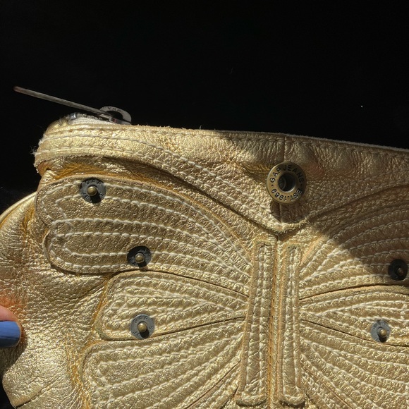 Gap Leather Gold Butterfly Wristlet Clutch Vintage Y2K - Picture 5 of 13